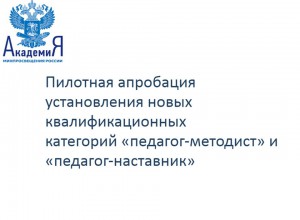 О ходе пилотной апробации новых квалификационных категорий  "педагог-методист" и "педагог-наставник"